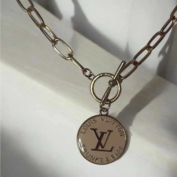 Louis Vuitton Authentic Light PinkUpcycled LV Trunks & Bags charm neckla… - Picture 1 of 5